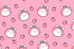 Big Tooth Rabbit Strawberry Grape Cartoon Wallpaper