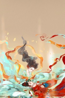 Chinese style hand-painted illustration wallpaper