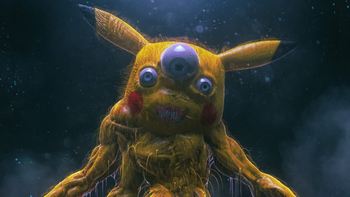 Zombie version of Pikachu computer wallpaper