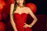 Angelababy sexy photo in red super short cheongsam
