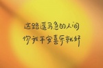 这路遥马急的人间，你我平安喜乐就好