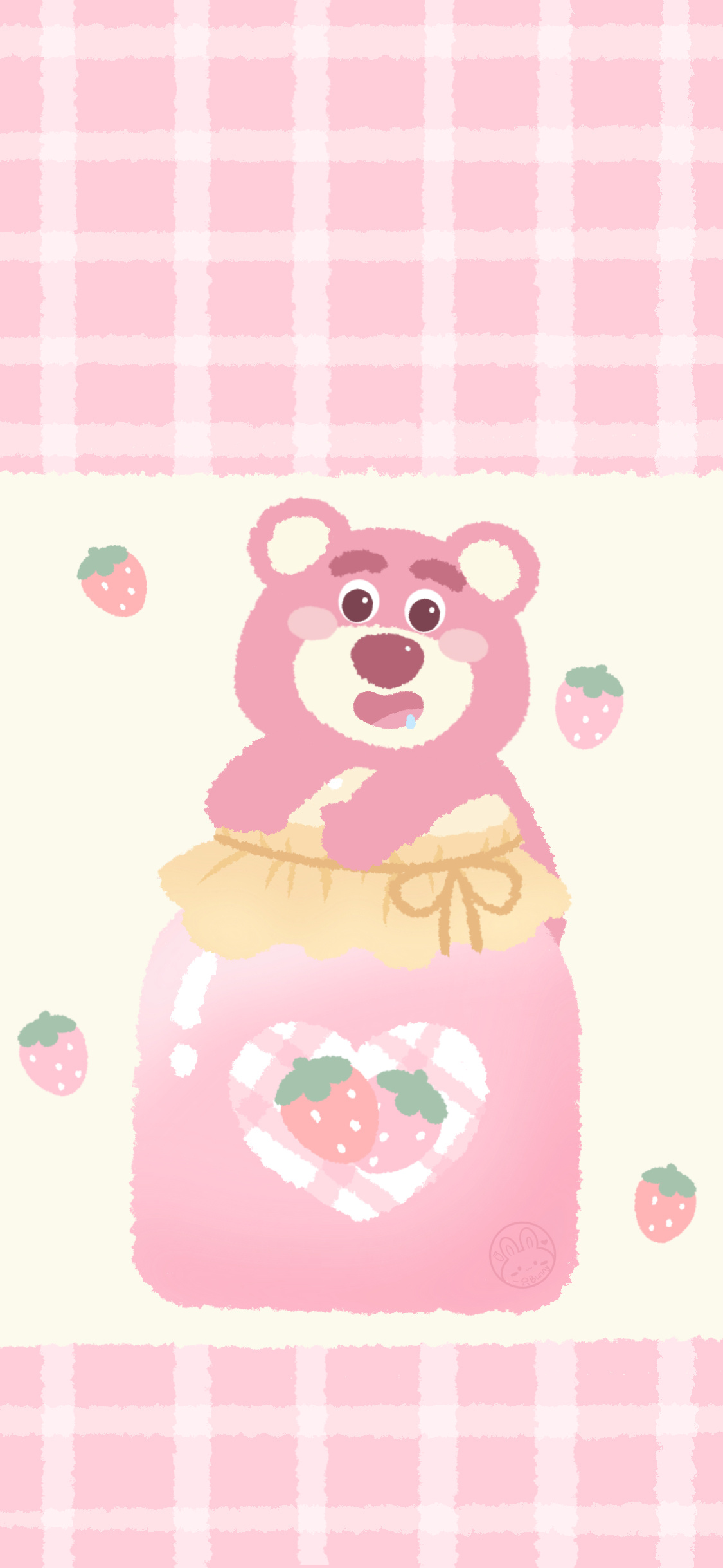 可爱草莓熊手机壁纸