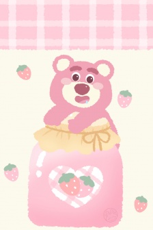 可愛草莓熊手機壁紙