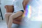 Seductive photo of long-legged beauty with slim waist and pert butt