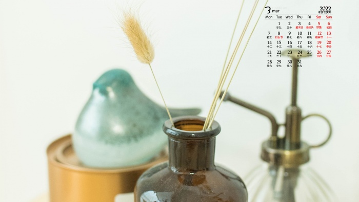 2022年3月家居靜物唯美日曆壁紙