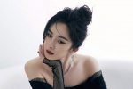 Yang Mi's seductive sexy photo in black gauze starlight skirt