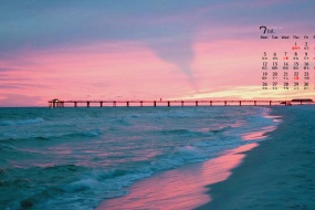 Beautiful night scenery desktop calendar wallpaper for July 2021