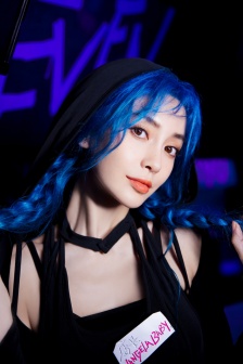 Angelababy Jinx blue hair style sexy photo