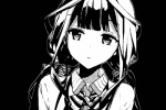 Two dimensional black and white anime girl cute avatar