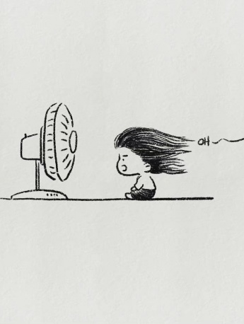 Simple drawing picture of a child blowing a fan on Douyin