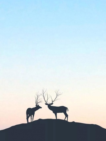 唯美意境麋鹿剪影手机壁纸