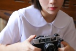 Cool short-haired beauty student uniform sexy photo