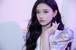 Lin Yun's retro sexy photo in purple printed top