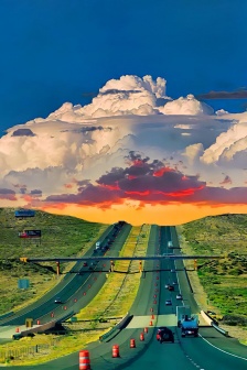 藍色天空 汽車 公路手機壁紙