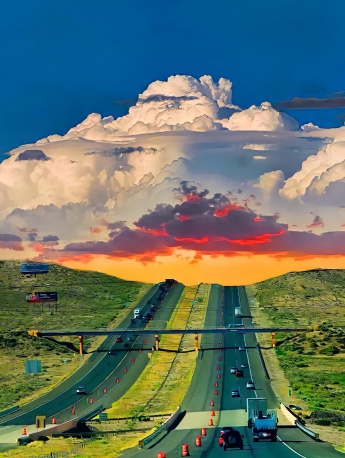 藍色天空 汽車 公路手機壁紙