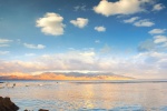Xinjiang Sailimu Lake sunrise scenery picture wallpaper