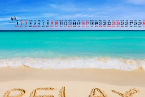 April 2022 blue sea beach desktop calendar wallpaper
