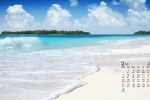 February 2022 blue sky and sea fresh desktop calendar wallpaper