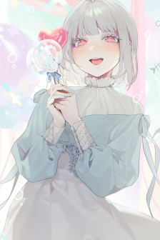 Two-dimensional silver-white long-haired beauty mobile wallpaper