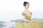 Angelababy sexy photo in yellow and green carved dress