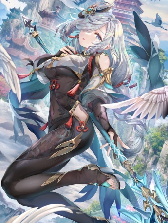 Shen He's sexy black stockings and beautiful legs photo mobile wallpaper