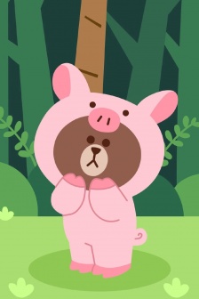 Line Friends森林系小动物壁纸