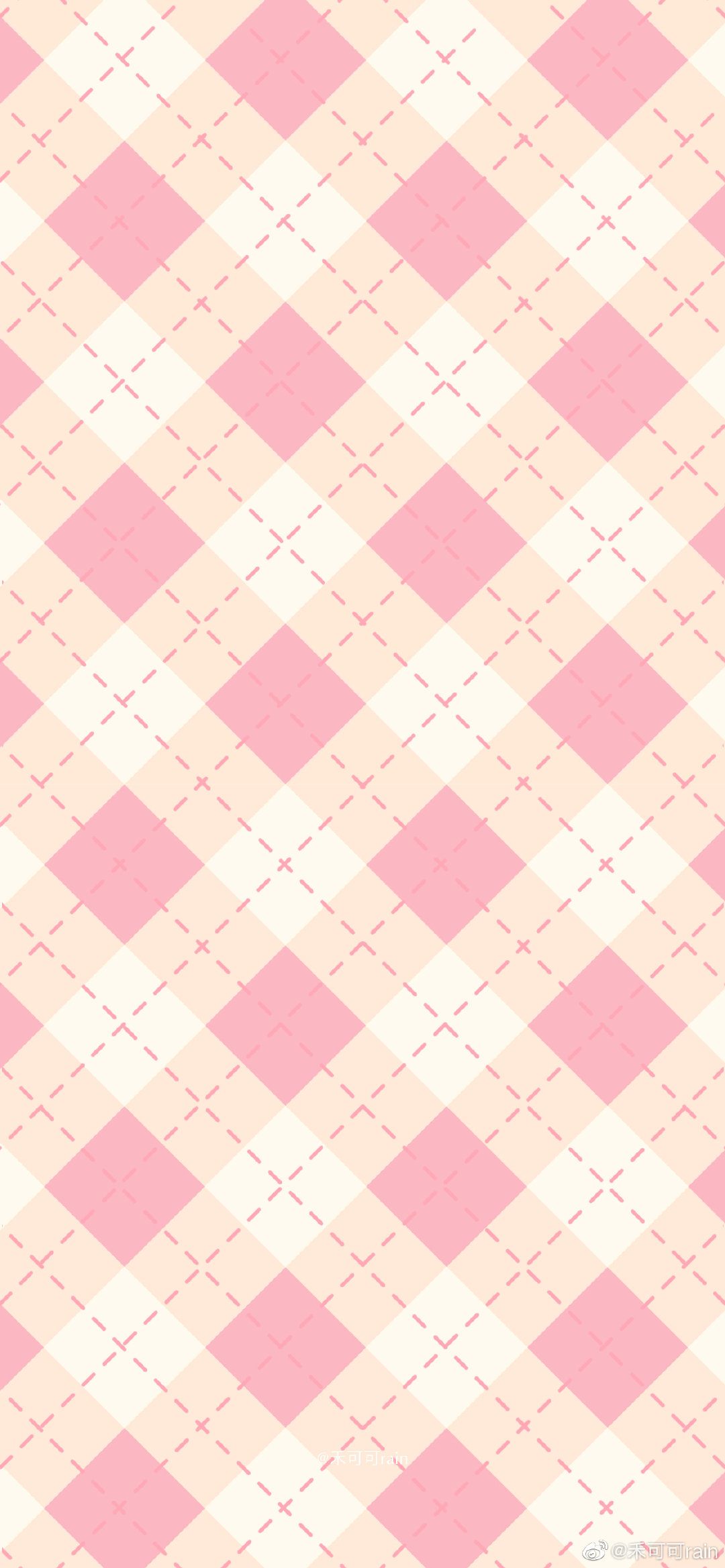 粉色格子爱心条纹手机壁纸