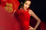 Angelababy sexy photo in red super short cheongsam