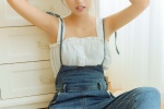 Sexy photo of a beautiful girl with round head and exposed shoulders