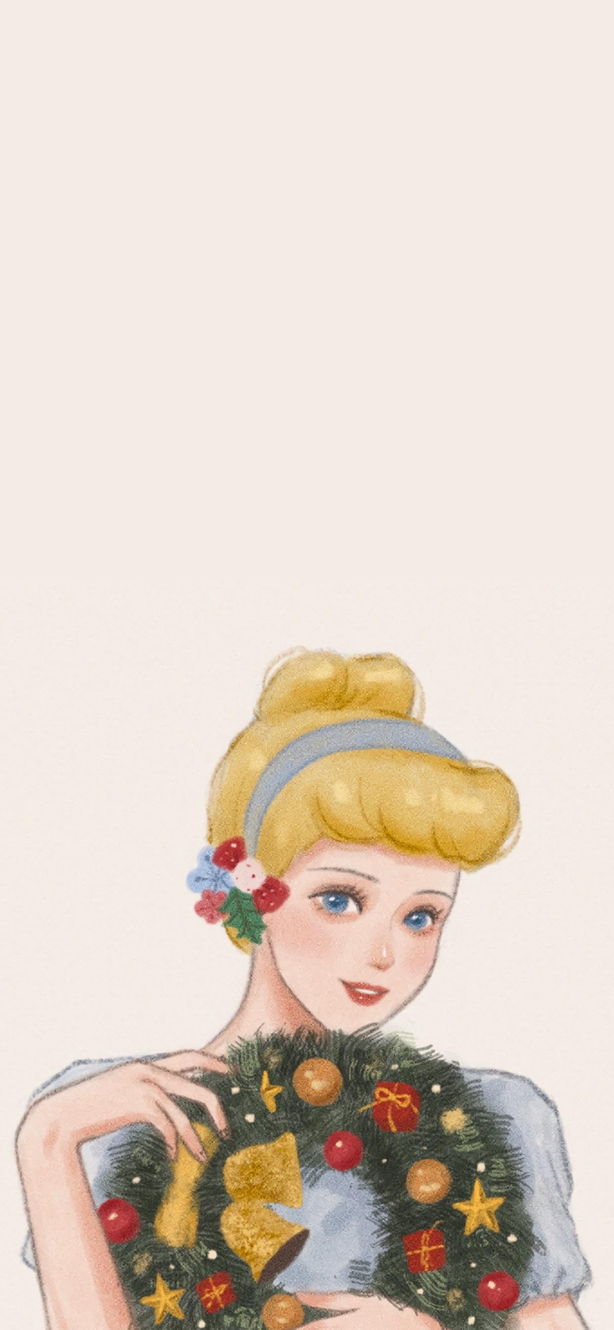 迪士尼公主圣诞妆手机壁纸