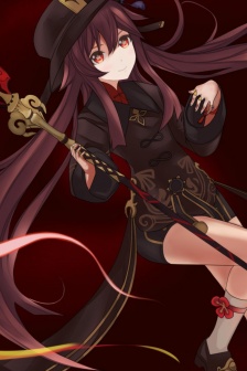 原神胡桃手繪風手機壁紙