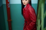Jing Tian cool and sexy photo in red windbreaker