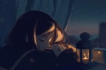 Two-dimensional girl falling asleep sweetly, beautiful desktop wallpaper