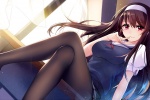 Black stockings anime girl pictures desktop wallpaper