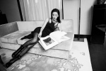 Li Bingbing suspender skirt black silk long legs photo