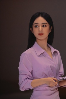 趙麗穎紫色襯衣優雅氣質寫真