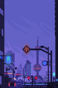 像素风城市建筑壁纸