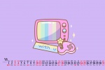 July 2021 pink cartoon desktop calendar wallpaper