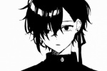Cool black and white anime boy avatar