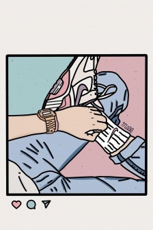 酷简潮流鞋子手绘插画手机壁纸