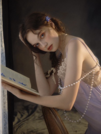 欧美美女性感吊带睡裙写真图片