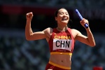 Ultra-clear photos of the women’s track and field 4×100m relay final scene