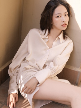 Sexy photo of long-legged beauty with charming buttocks