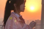 Beautiful girl avatar picture at dusk and sunset