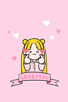 小清新手绘少女手机壁纸