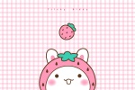 Big Tooth Rabbit Strawberry Grape Cartoon Wallpaper