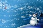 Cute snowman pictures desktop wallpaper during heavy snowfall