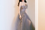 sexy photo of angelababy blue tulle dress
