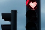 Romantic traffic lights are a beautiful love background picture
