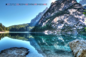 January 2022 lakes and mountains scenery calendar wallpaper